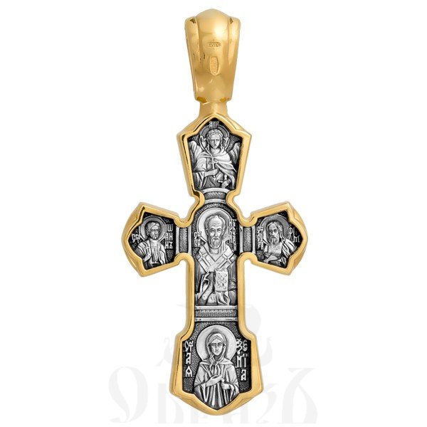 крест «распятие. свт. николай чудотворец», серебро 925 проба с золочением (арт. 101.243)