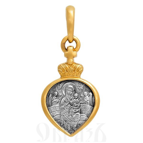 образок «икона божией матери «всецарица». ангел хранитель», серебро 925 проба с золочением (арт. 102.278)