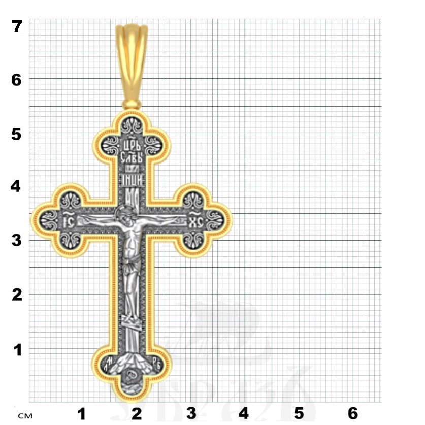 крест трилистник ангел хранитель (большой), серебро 925 проба с золочением (арт. 17.065)